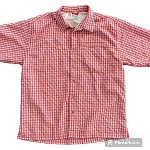 THE NORTH‎ FACE Short Sleeve Button Up Red Plaid Performance Shirt Size Large